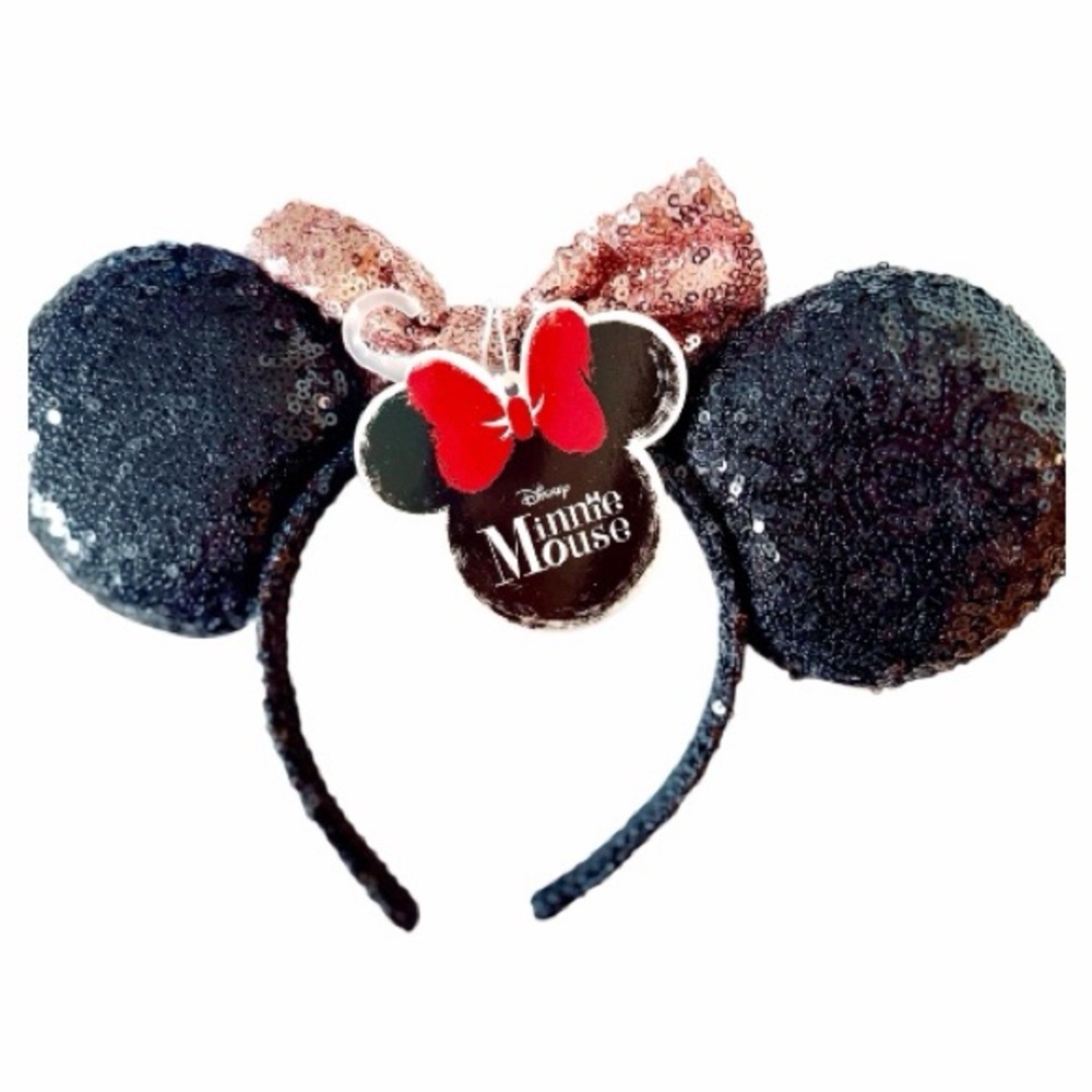 DISNEY Minnie Mouse Black Sequin Ears Headband